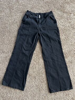 Amazon Black High-Rise Wide Leg Pants with Front Seams